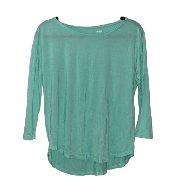 A.N.A Womens Mint Green 3/4 Sleeve High-Low Top L 100% Rayon Casual Loose Fit - Picture 1 of 6